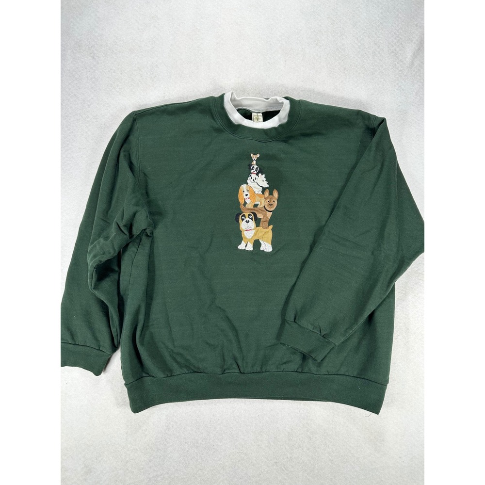Vintage Decorated Originals Embroidered Dog Stack Sweatshirt 2XL Grandmacore